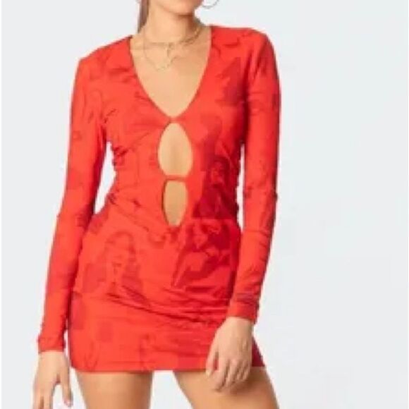 Edikted Dolls Kill Pop Art Cut Out Dress sz S - Picture 16 of 16